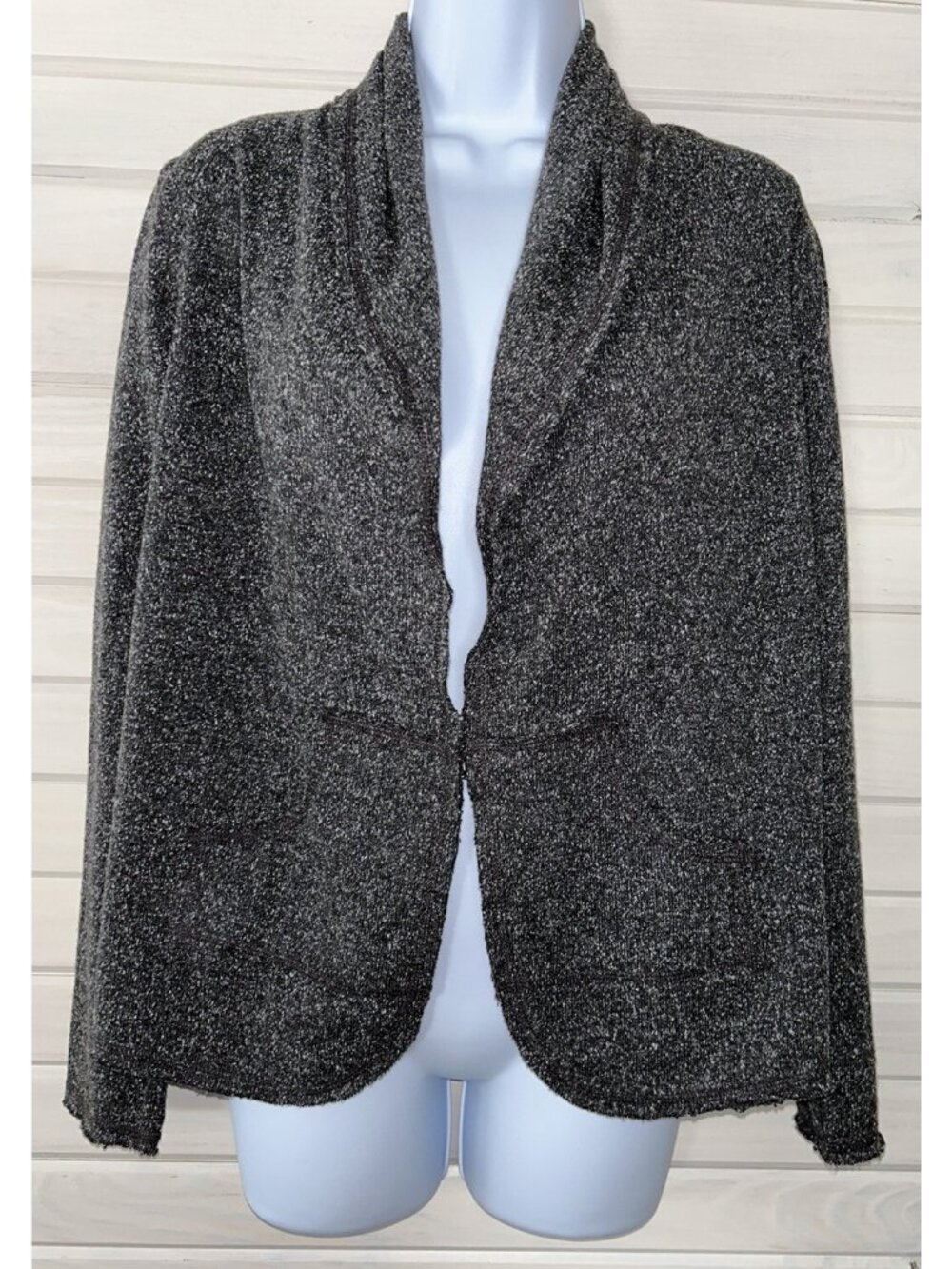 CAbi Jacket Sz SMALL Speckled Fleck Gray Casual LS Knit Blazer #170 EUC